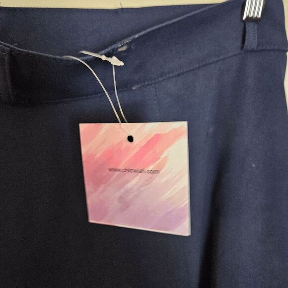 ChicWish A-Line Midi Flare out Skirt w/ Pockets NWT Womens Navy Blue Size Medium - Picture 4 of 8
